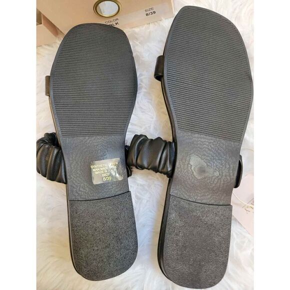 Mila Paoli Made in Italy Slip On 2 Band Black Sandals Size 8 / 39 New - Picture 4 of 6